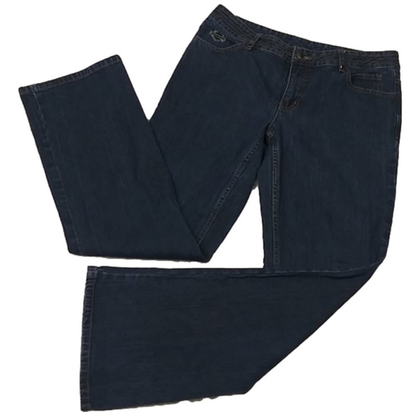 HARLEY-DAVIDSON Blue Dark Wash Five Pocket Button Zipper Boot Cut  Denim Jean - Picture 1 of 15